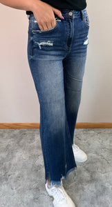 Dark Cropped Wide leg Risen Jeans