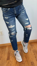 Load image into Gallery viewer, Dark Wash Distressed Mom Fit KanCan Jeans
