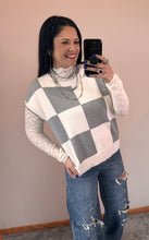 Load image into Gallery viewer, Grey Checkered Sweater Vest
