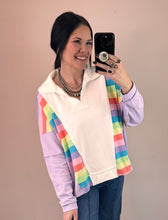 Load image into Gallery viewer, Lavender Mixed Colorblock Pullover Top
