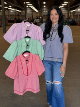 Load image into Gallery viewer, Gingham Detail Top ** 4 COLORS **
