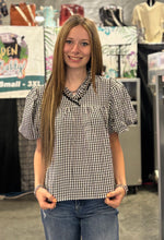 Load image into Gallery viewer, Gingham Puff Sleeve Top **2 COLORS**
