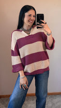 Load image into Gallery viewer, Mauve Striped Knit Top - PLUS
