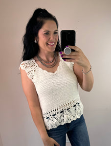 White Crochet Tank Top