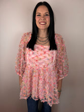 Load image into Gallery viewer, Pink Flower Chiffon Top - PLUS
