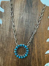 Load image into Gallery viewer, Kingman Turquoise Circle Necklace 18”
