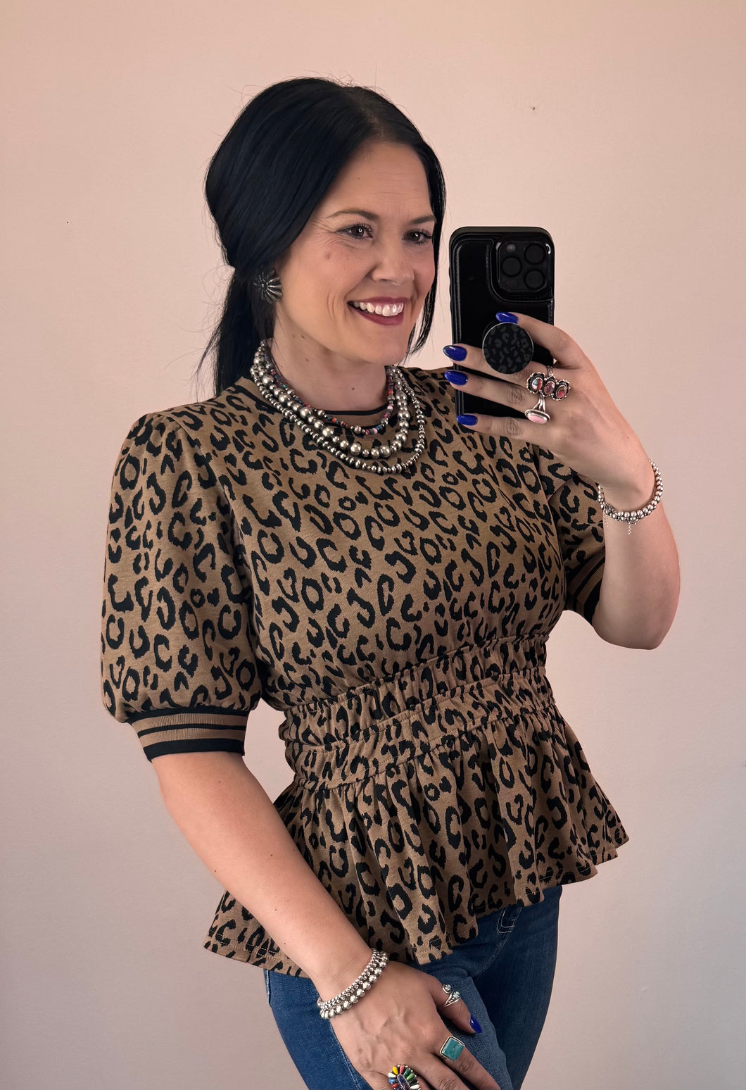 Leopard Peplum Top