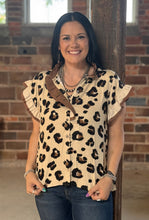 Load image into Gallery viewer, Leopard Accent Ruffle Top
