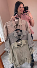Load image into Gallery viewer, Striped Ruffle Hem Button Down Top
