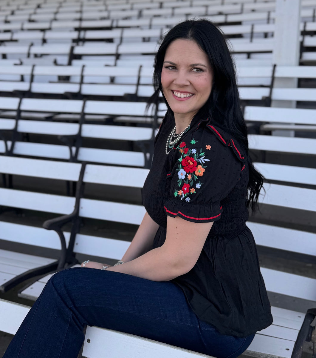 Black Smocked Top