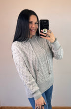 Load image into Gallery viewer, Heather Grey Cable Knit Hoodie
