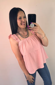 Pink Texture Babydoll Tank Top