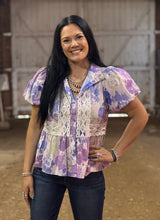 Load image into Gallery viewer, Purple Floral Babydoll Top

