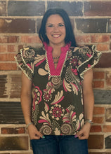Load image into Gallery viewer, Paisley Tiered Sleeve Top **2 COLORS**
