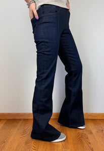Mid Rise Front Seam Flare Jeans