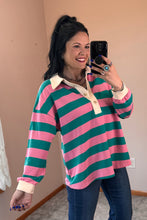 Load image into Gallery viewer, Pink And Jade Striped Top
