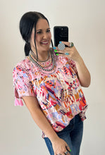 Load image into Gallery viewer, Pink Aztec Embroidered Top
