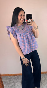 Pink And Blue Gingham Top