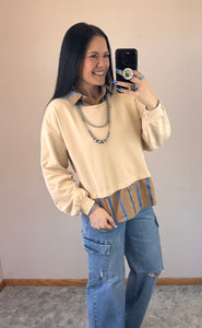 Taupe Mixed Top