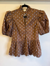 Load image into Gallery viewer, Polka Dot Scallop Trim Peplum Top
