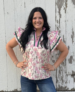Floral Flutter Sleeve Top **2 COLORS**