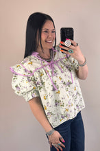 Load image into Gallery viewer, Lime Floral Top
