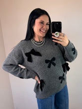 Load image into Gallery viewer, Velvet Bow Sweater **2 COLORS**
