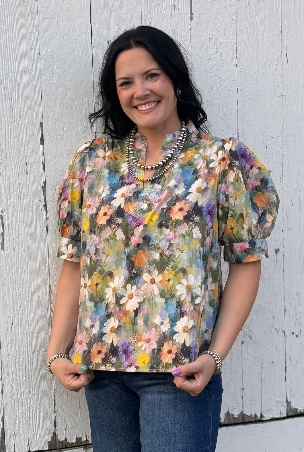 Abstract Floral Top **2 COLORS**