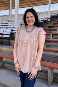 Taupe Button Up Top - PLUS