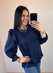 Satin 3/4 Sleeve Top **2 COLORS**