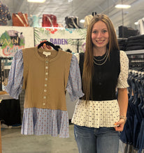 Load image into Gallery viewer, Sweater Polka Dot Detail Top ** 2 COLORS **
