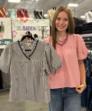 Load image into Gallery viewer, Gingham Puff Sleeve Top **2 COLORS**
