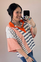 Load image into Gallery viewer, Striped Patchwork Oversized Top
