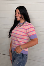 Load image into Gallery viewer, Multi Short Sleeve Striped Sweater Top **3 COLORS**
