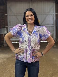 Purple Floral Babydoll Top