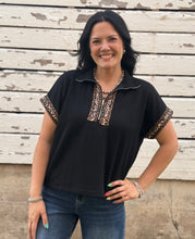 Load image into Gallery viewer, Leopard Tape 1/4 Zip Top

