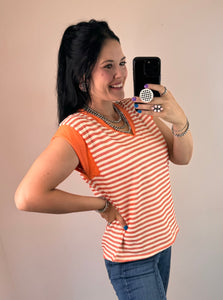 Orange Striped Top - PLUS