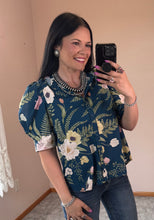Load image into Gallery viewer, Teal Floral Top - PLUS
