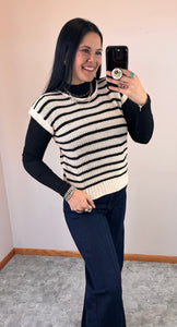 Black Striped Sweater Vest