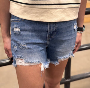 Medium Wash Tummy Control Risen Shorts
