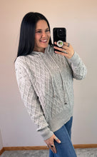 Load image into Gallery viewer, Heather Grey Cable Knit Hoodie
