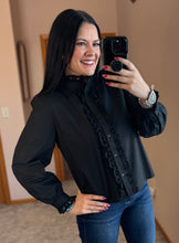 Load image into Gallery viewer, Black Eyelet Accent Top
