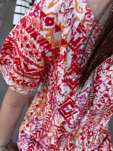 Abstract Print Embroidered Top