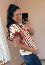 Load image into Gallery viewer, Striped Eyelet Trim Top ***2 COLORS**
