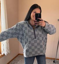 Load image into Gallery viewer, Washed Checkered Denim Hoodie
