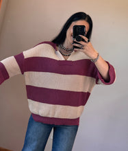 Load image into Gallery viewer, Mauve Striped Knit Top - PLUS
