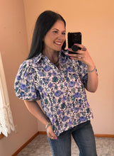 Load image into Gallery viewer, Floral Puff Sleeve Button Down Top **2 COLORS**
