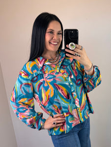 Multicolor Printed Button Up Top **2 COLORS**