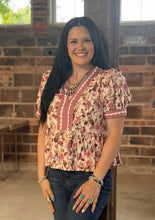 Load image into Gallery viewer, Floral Scallop Trim Top **2 COLORS**
