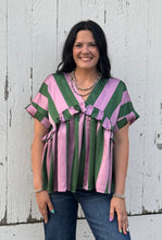 Load image into Gallery viewer, Green And Lavender Striped Top
